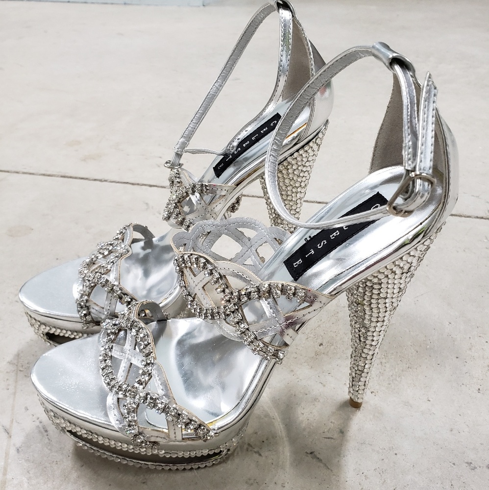 Celeste Silver Rhinestone Platform Heels